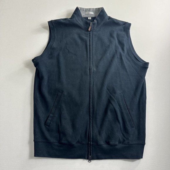 Peter Millar Crown Sweater Fleece Vest‎ Full Zip Navy Blue Golf Mens Sz Large - Picture 1 of 9